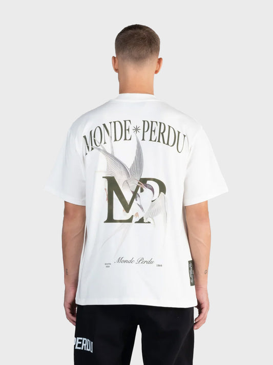 Le Monde Perdu Sterna T-Shirt Ecru heren oversized t-shirt rug graphic Reloadstore