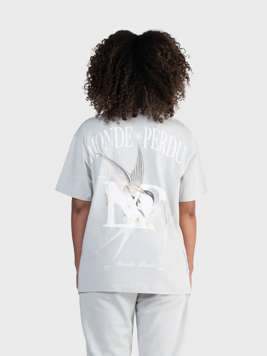 Le Monde Perdu Sterna T-Shirt Light Grey heren oversized t-shirt rug graphic Reloadstore
