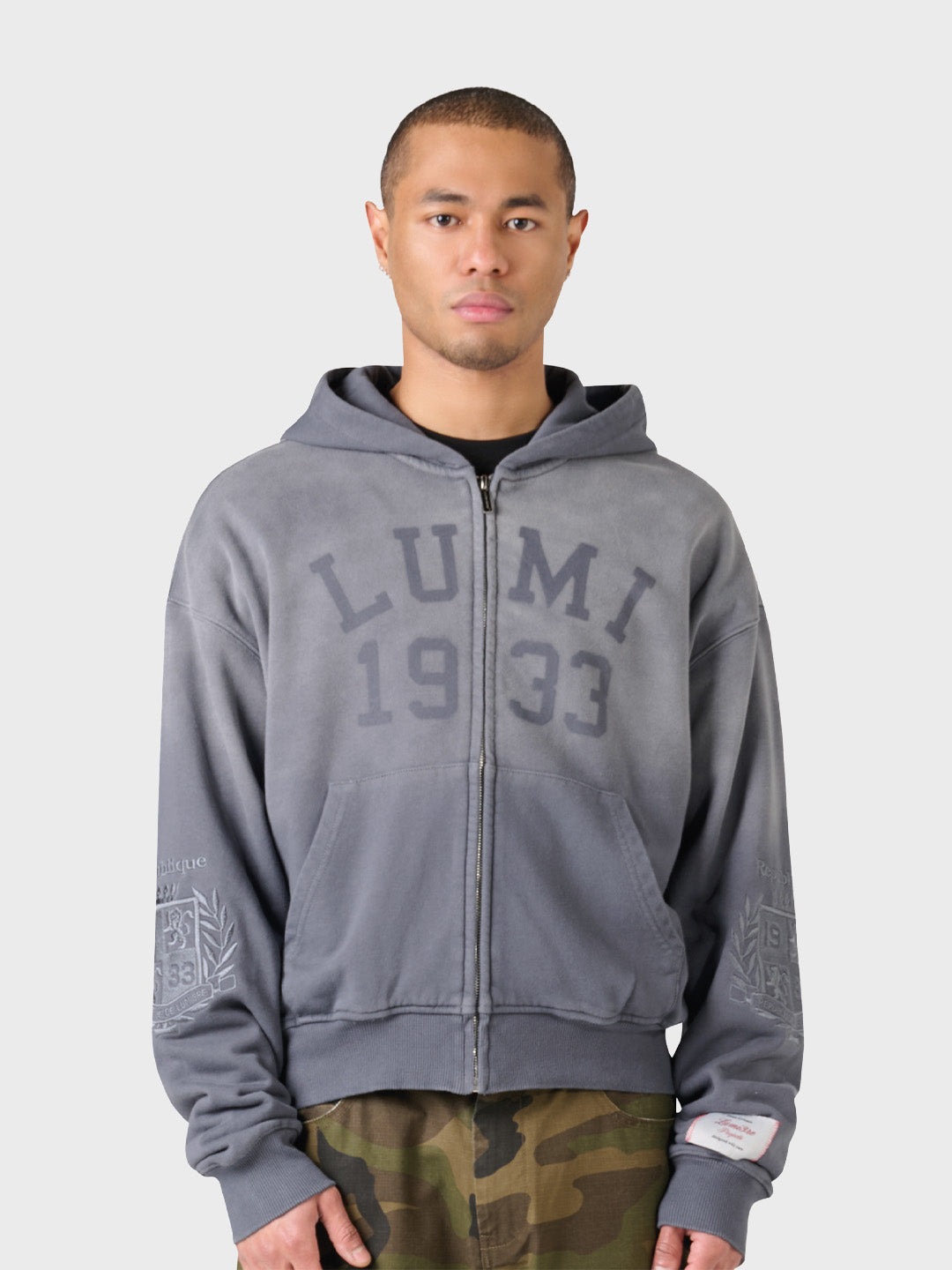 Lumi3re 1933 Zip Hoodie Washed Grey - voorkant