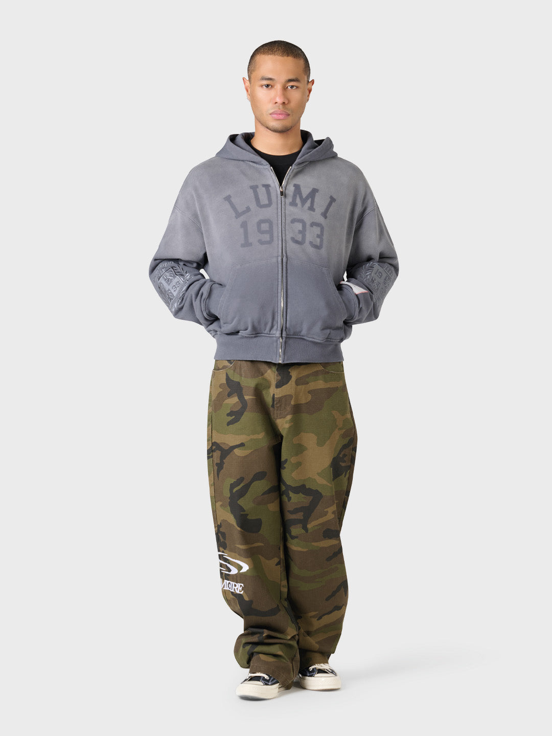 Lumi3re 1933 Zip Hoodie Washed Grey - outfit