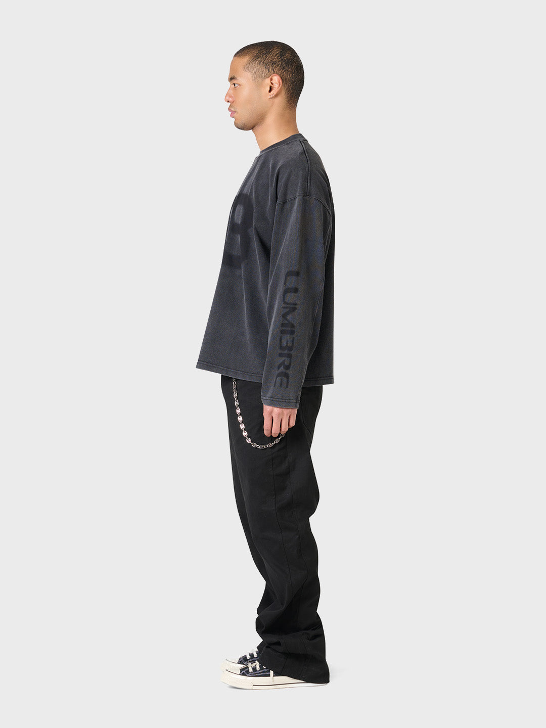 Lumi3re For Ever Longsleeve Washed Black - zijkant