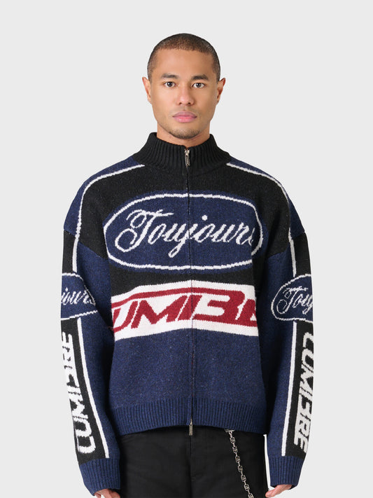 Lumi3re Knitted Race Jacket Black/Blue - voorkant