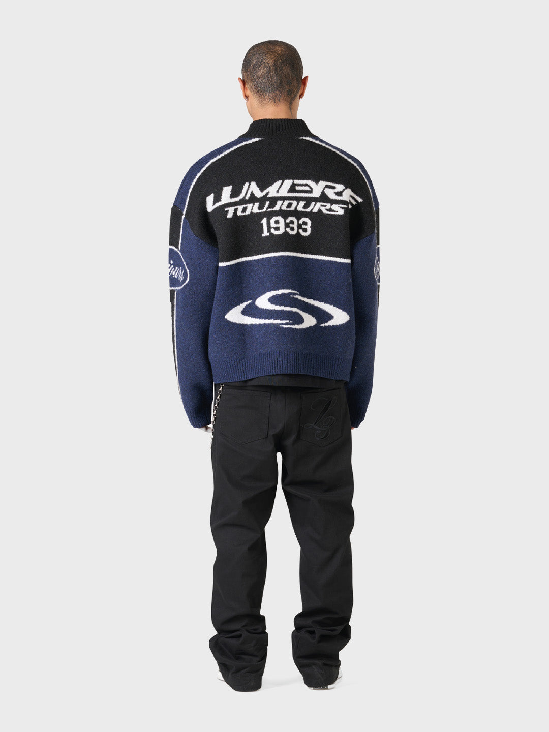 Lumi3re Knitted Race Jacket Black/Blue - achterkant
