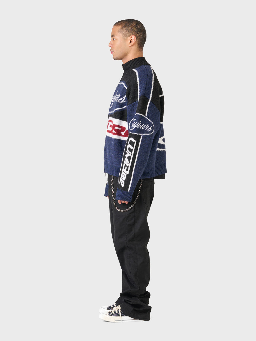 Lumi3re Knitted Race Jacket Black/Blue - zijkant
