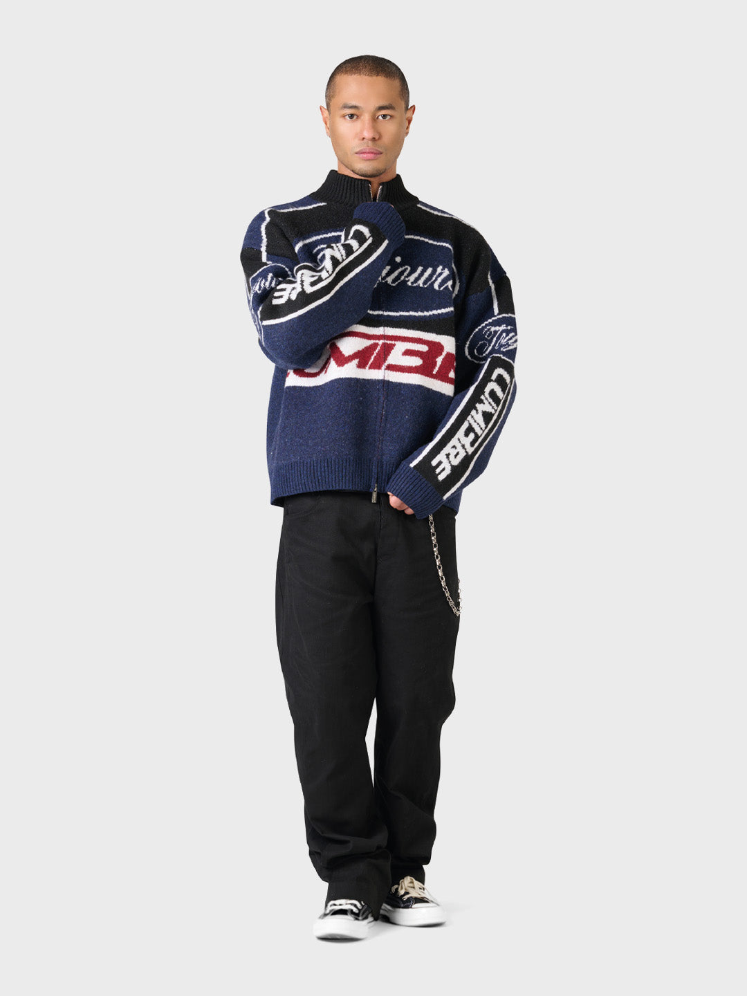 Lumi3re Knitted Race Jacket Black/Blue - outfit 2