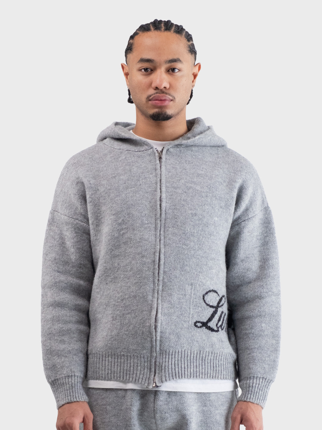 Lumi3re knitted zip hoodie grey - Reloadstore