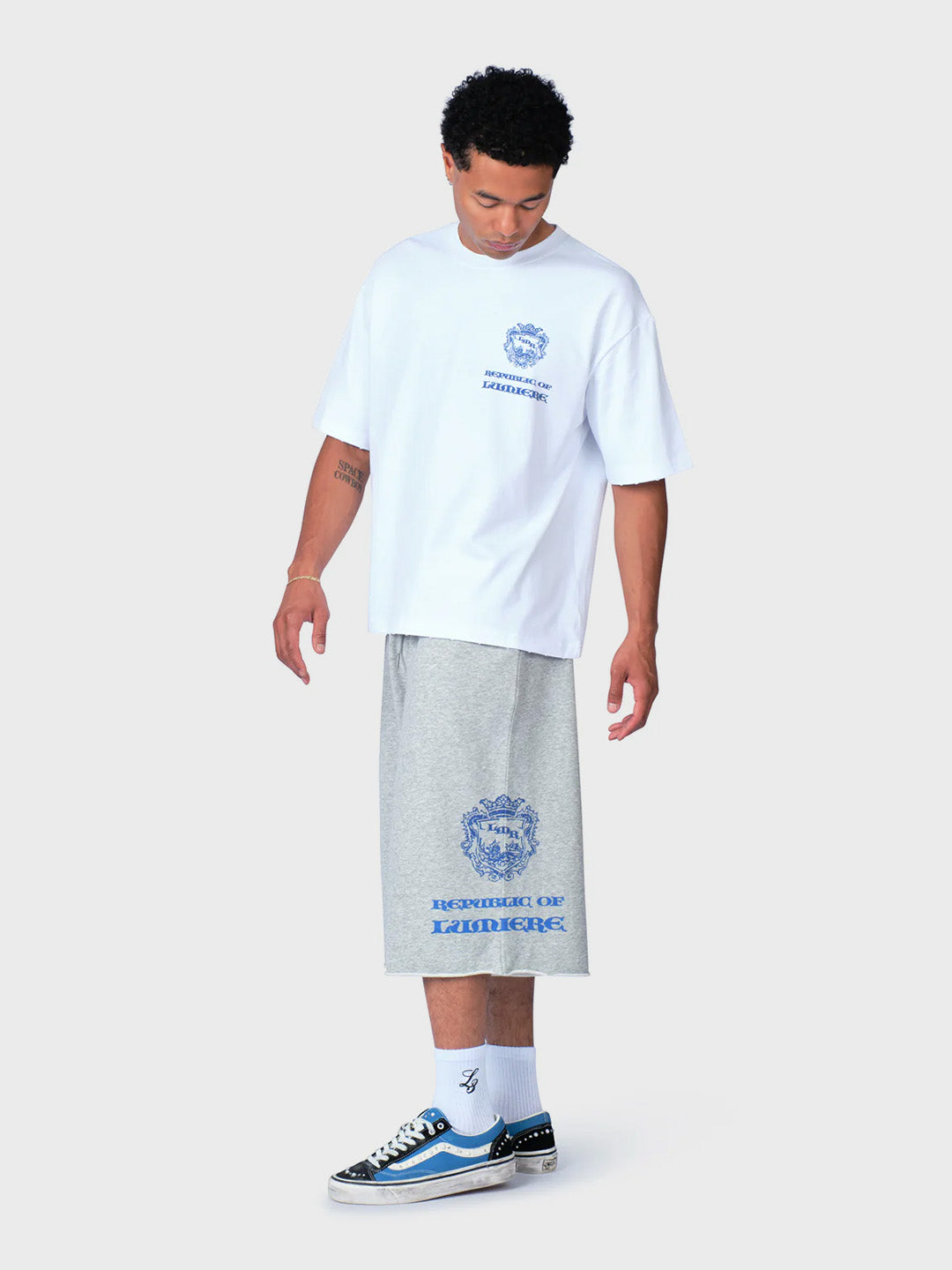Lumi3re Long Shorts Grey - outfit