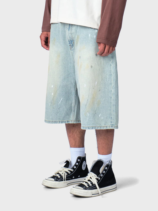 Lumi3re Patch Denim Jorts | Washed Blue