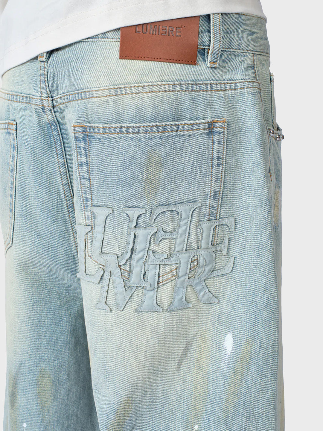 Lumi3re Patch Denim Jorts | Washed Blue