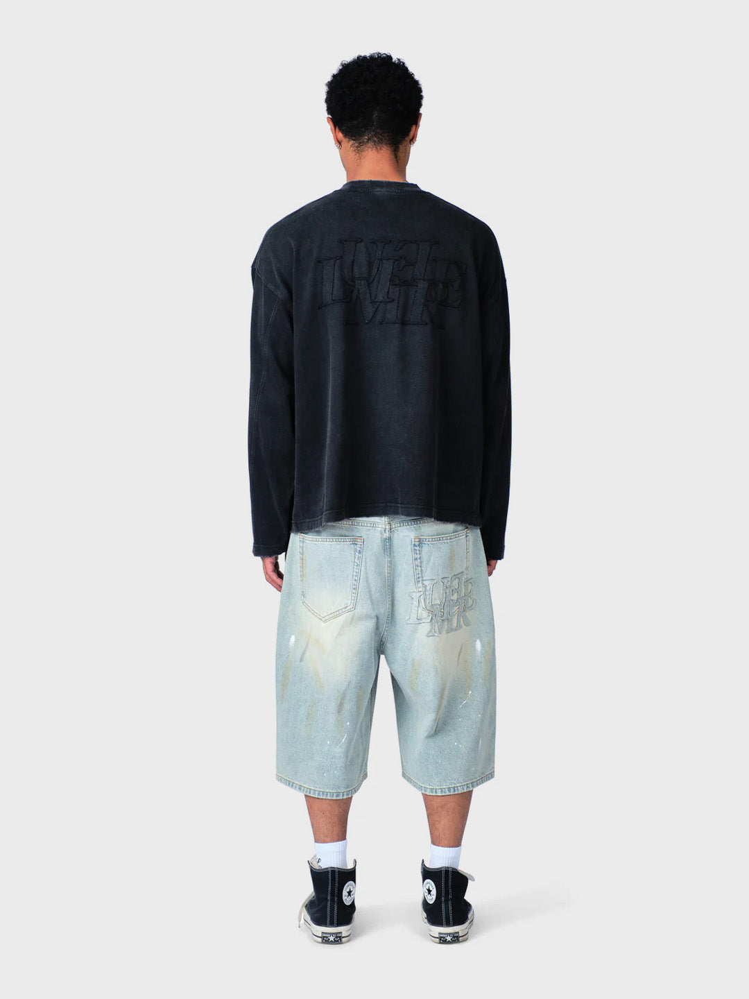 Lumi3re Patch Longsleeve Washed Black - achterkant