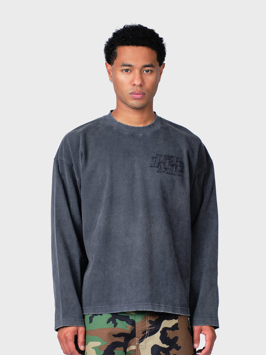 Lumi3re Patch Longsleeve Washed Grey - voorkant