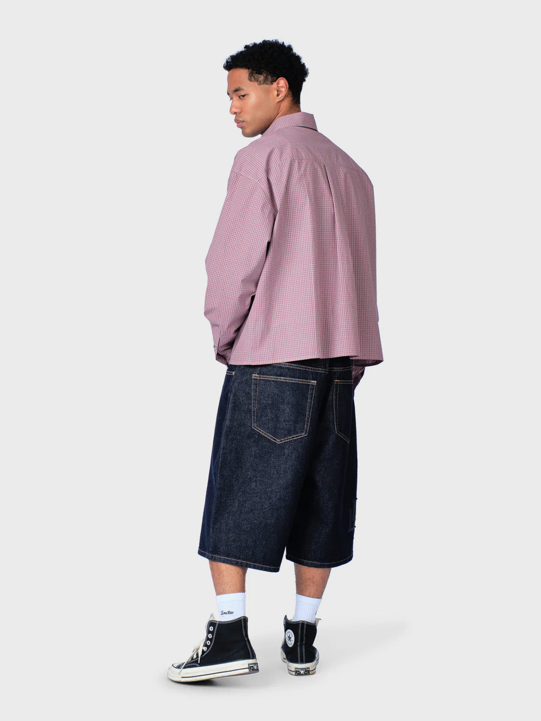 Lumi3re Patch Raw Denim Jorts Blue - achterkant