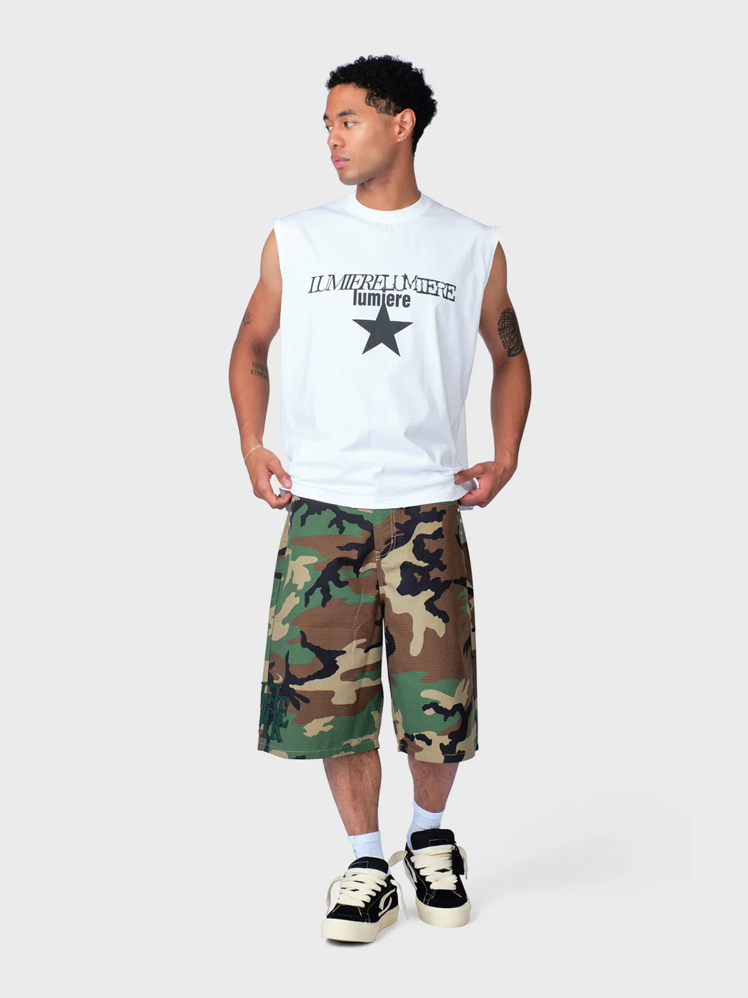 Lumi3re Star Sleeveless T-Shirt White - outfit