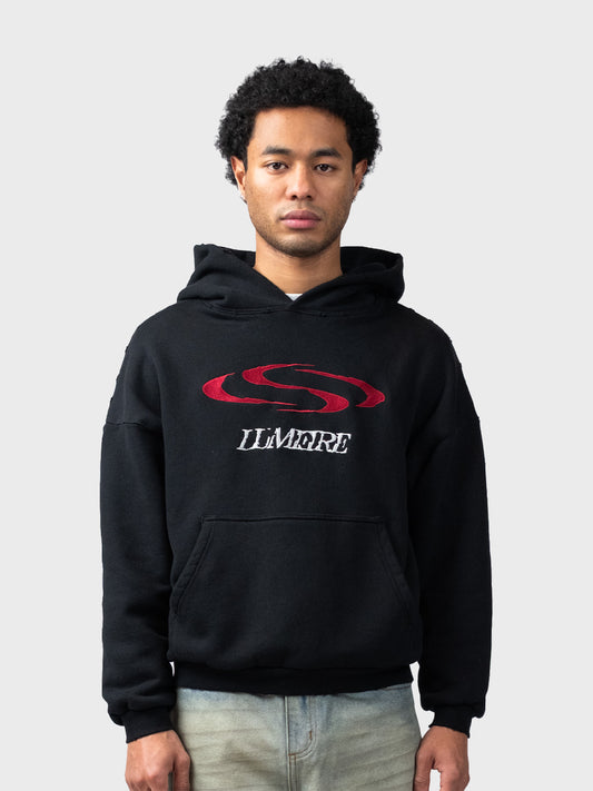 Lumi3re Vintage Wave Hoodie Black – model vooraanzicht