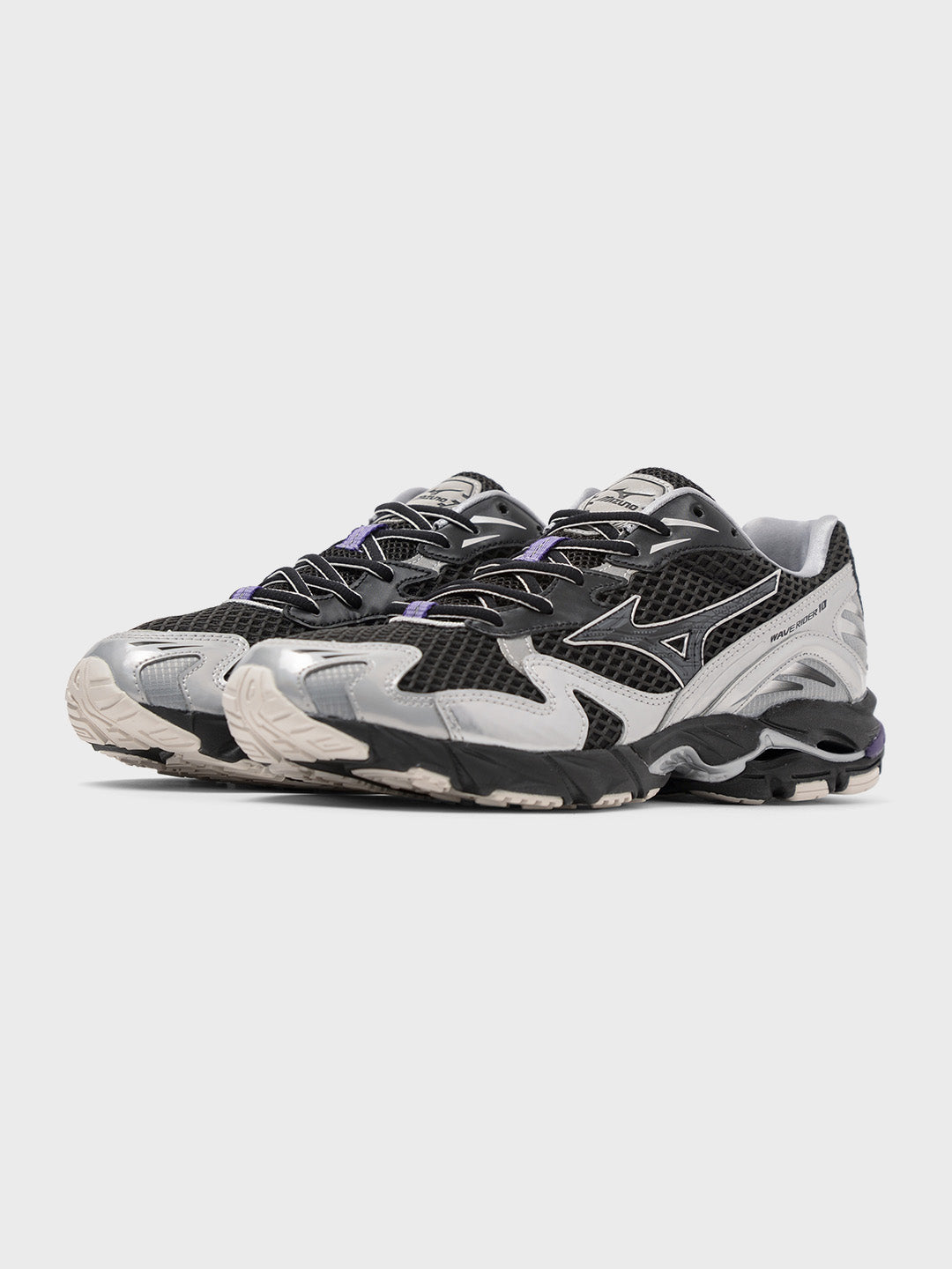 mizuno wave rider 10 millennium sneakers - black/silver - Reloadstore