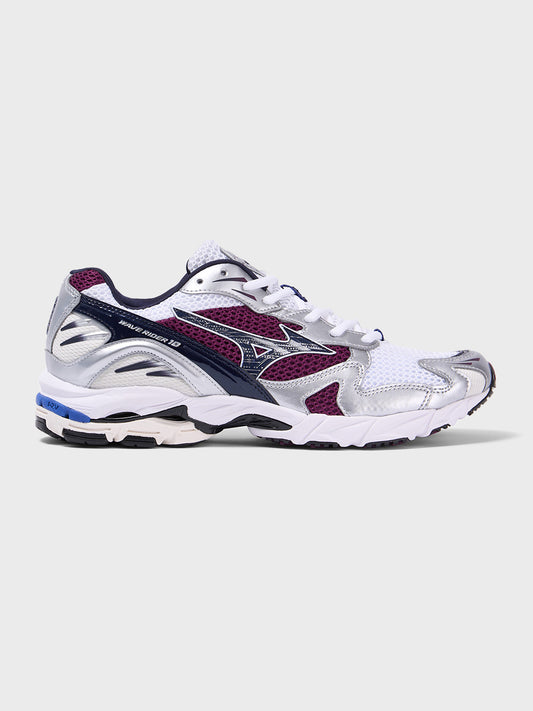 Mizuno Wave Rider 10 Sneakers White Dark Purple zijkant