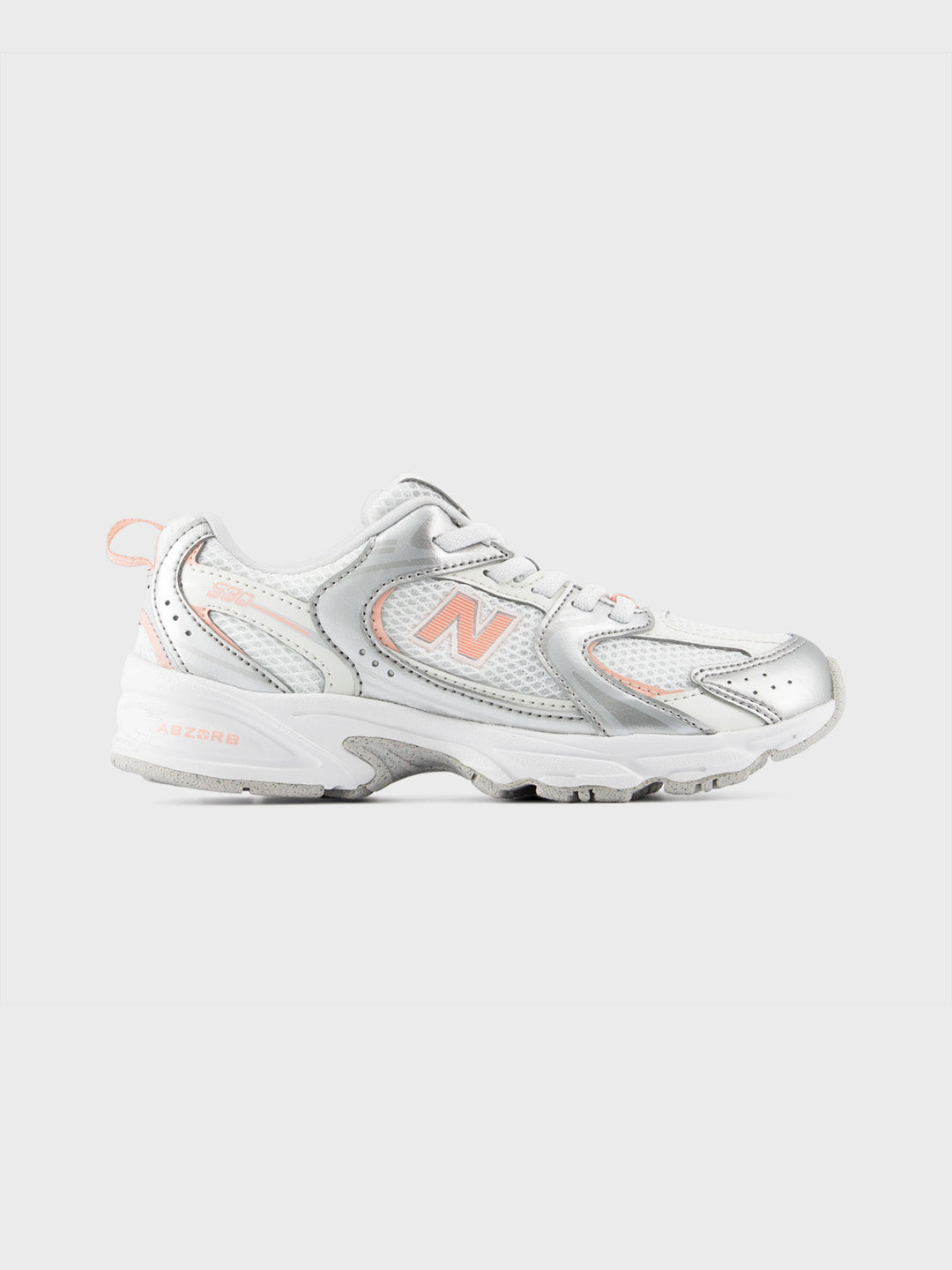New Balance 530 (PS) Kinderschoenen Silver/Pink Lemonade – P5303ZS – zijkant