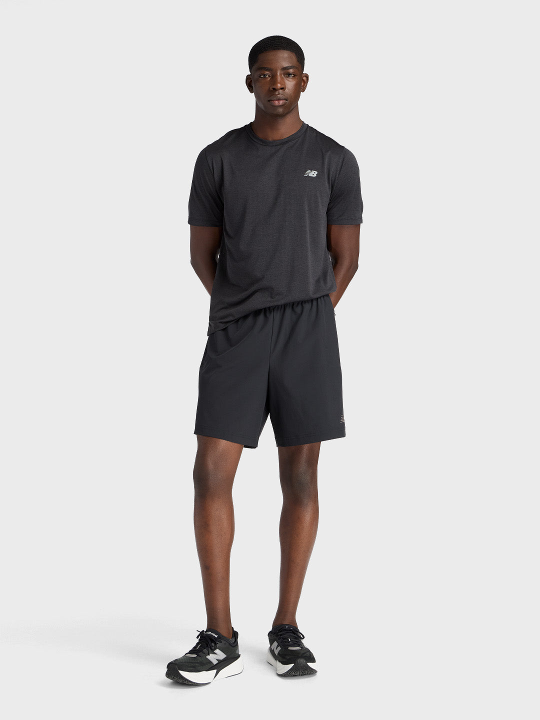 New Balance Athletics Woven Shorts Black - full outfit