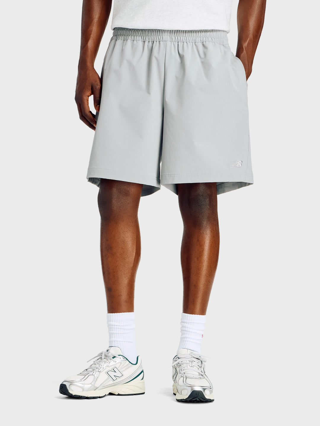 New Balance Athletics Woven Shorts Grey - voorkant