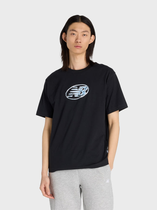 New Balance t-shirt met chrome logo - voorkant