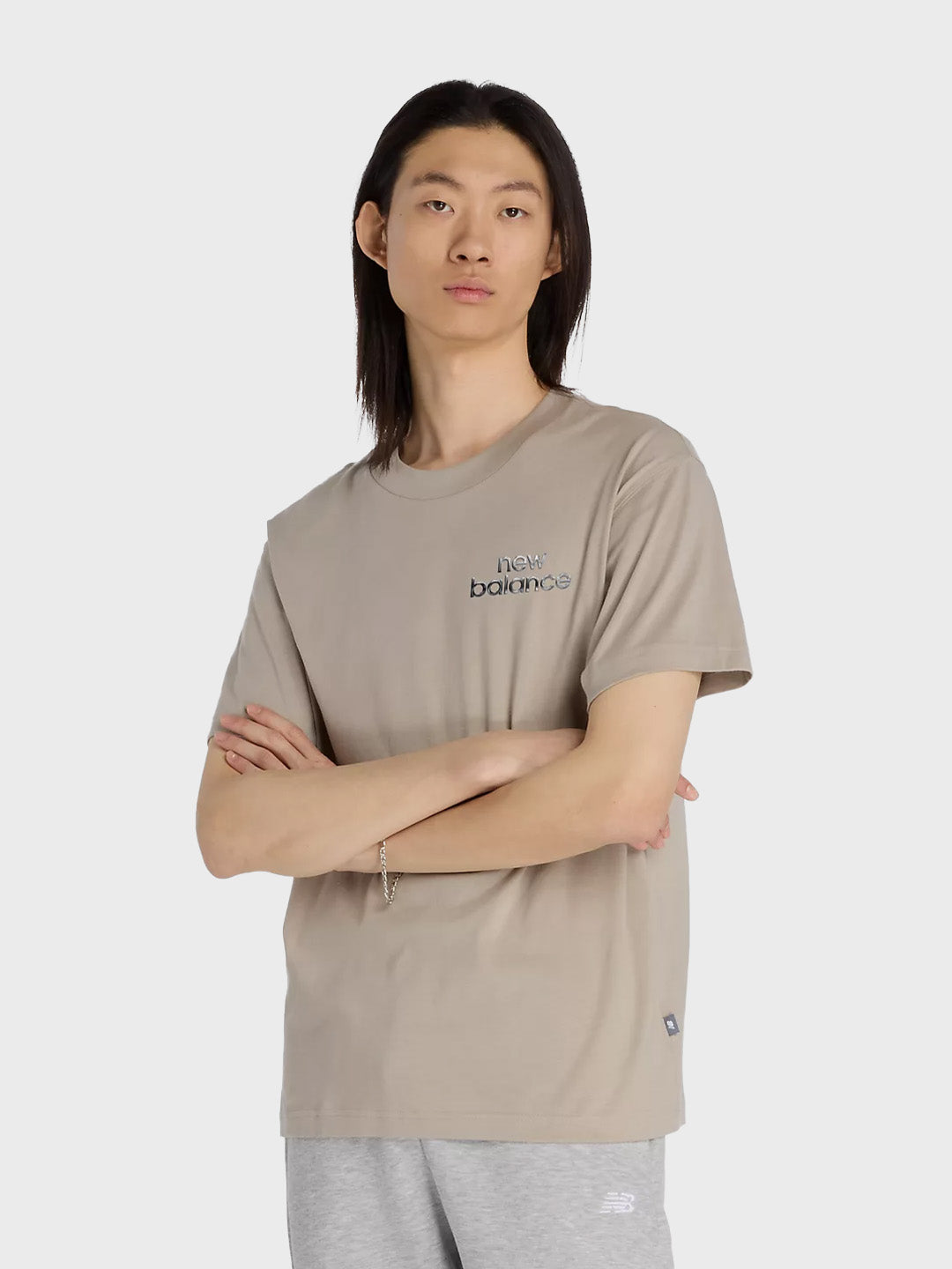 New Balance Chrome Runner T-Shirt Arid Stone - voorkant