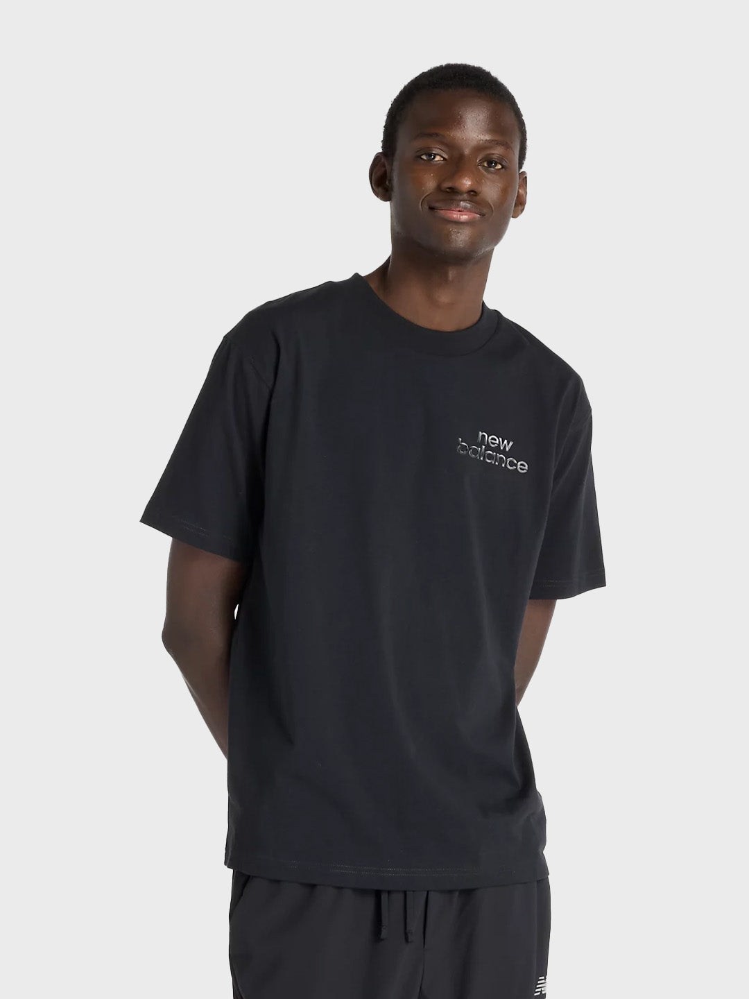 New Balance Chrome Runner T-Shirt Black - voorkant