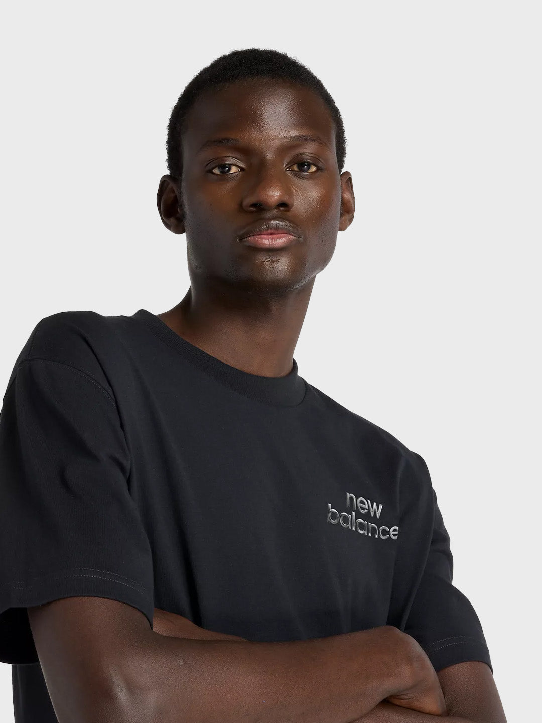 New Balance Chrome Runner T-Shirt Black - close-up voorkant