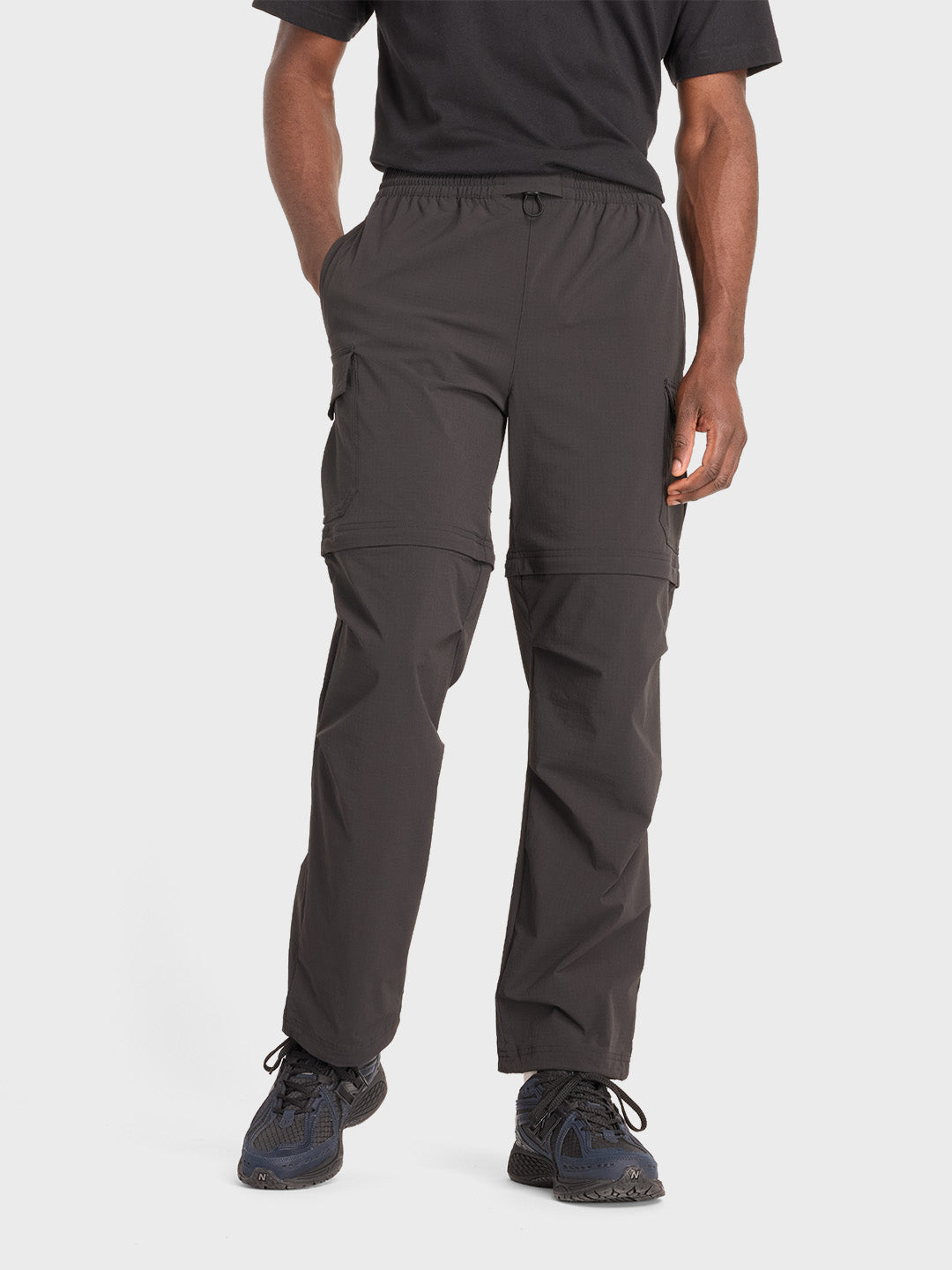 new balance zip off pants black