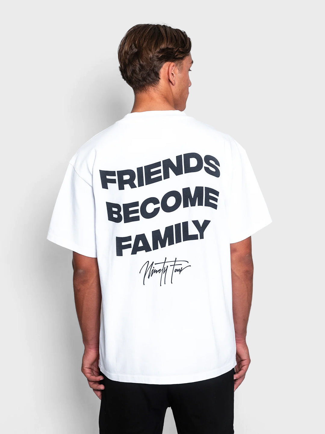 ninetyfour friends become family t-shirt white