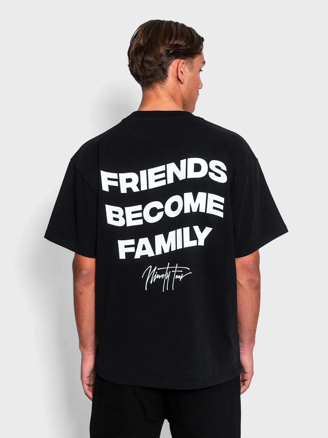 ninetyfour friends become family t-shirt black