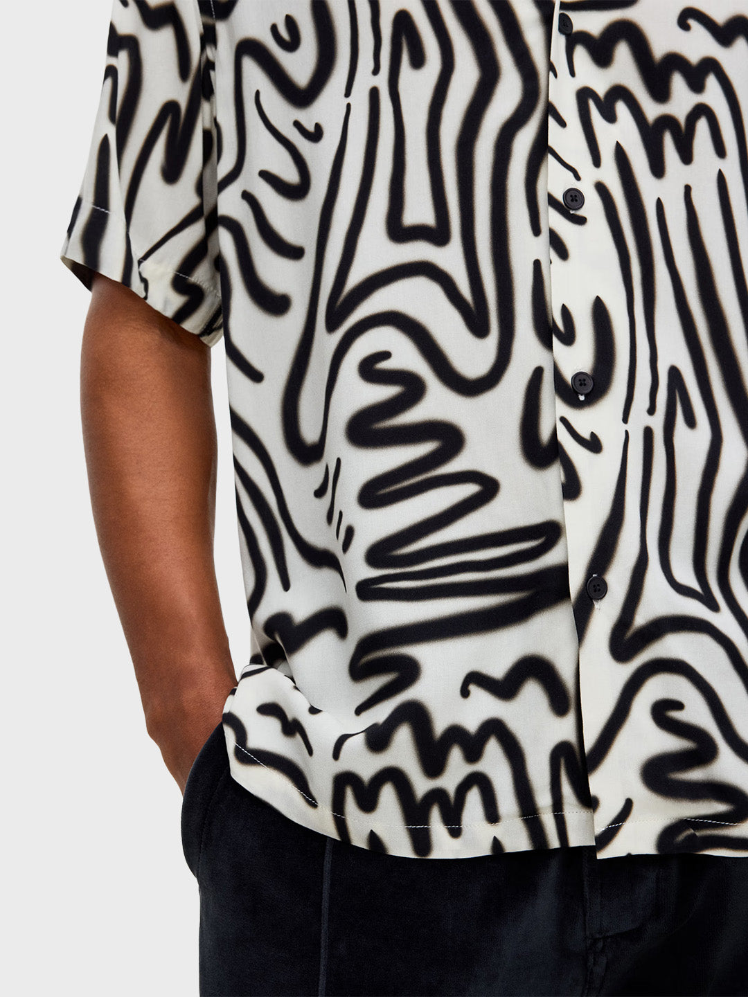 OAS Aerosol Viscose Shirt White/Black - close-up graphics