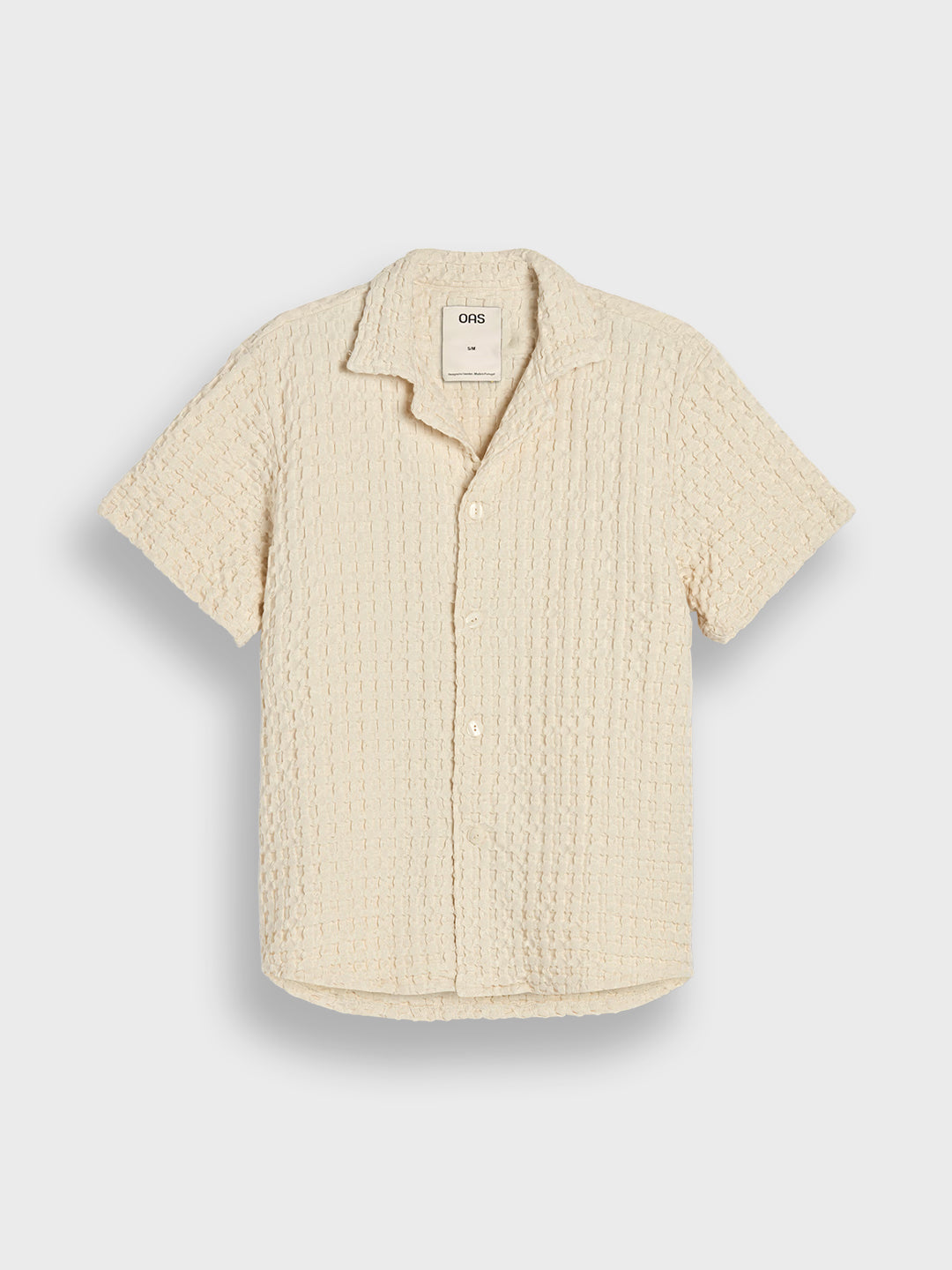 OAS Cuba Waffle Shirt Ecru - voorkant