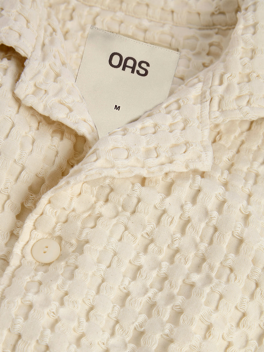 OAS Cuba Waffle Shirt Ecru - close-up