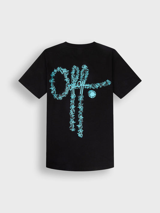 Zwart Off The Pitch T-shirt met lichtblauwe 3D Off rugprint
