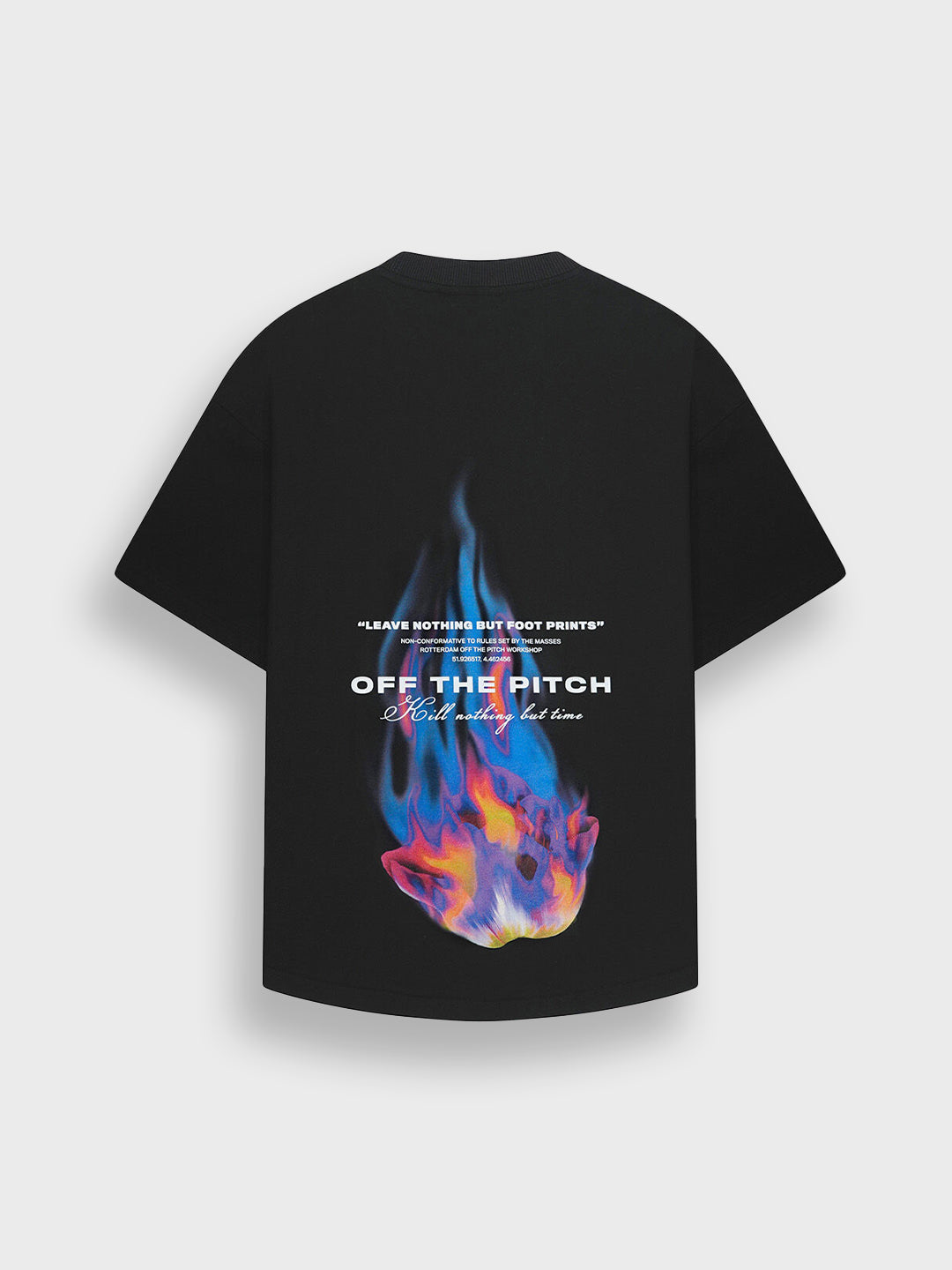 Off The Pitch Burning Flower T-Shirt Black achterkant