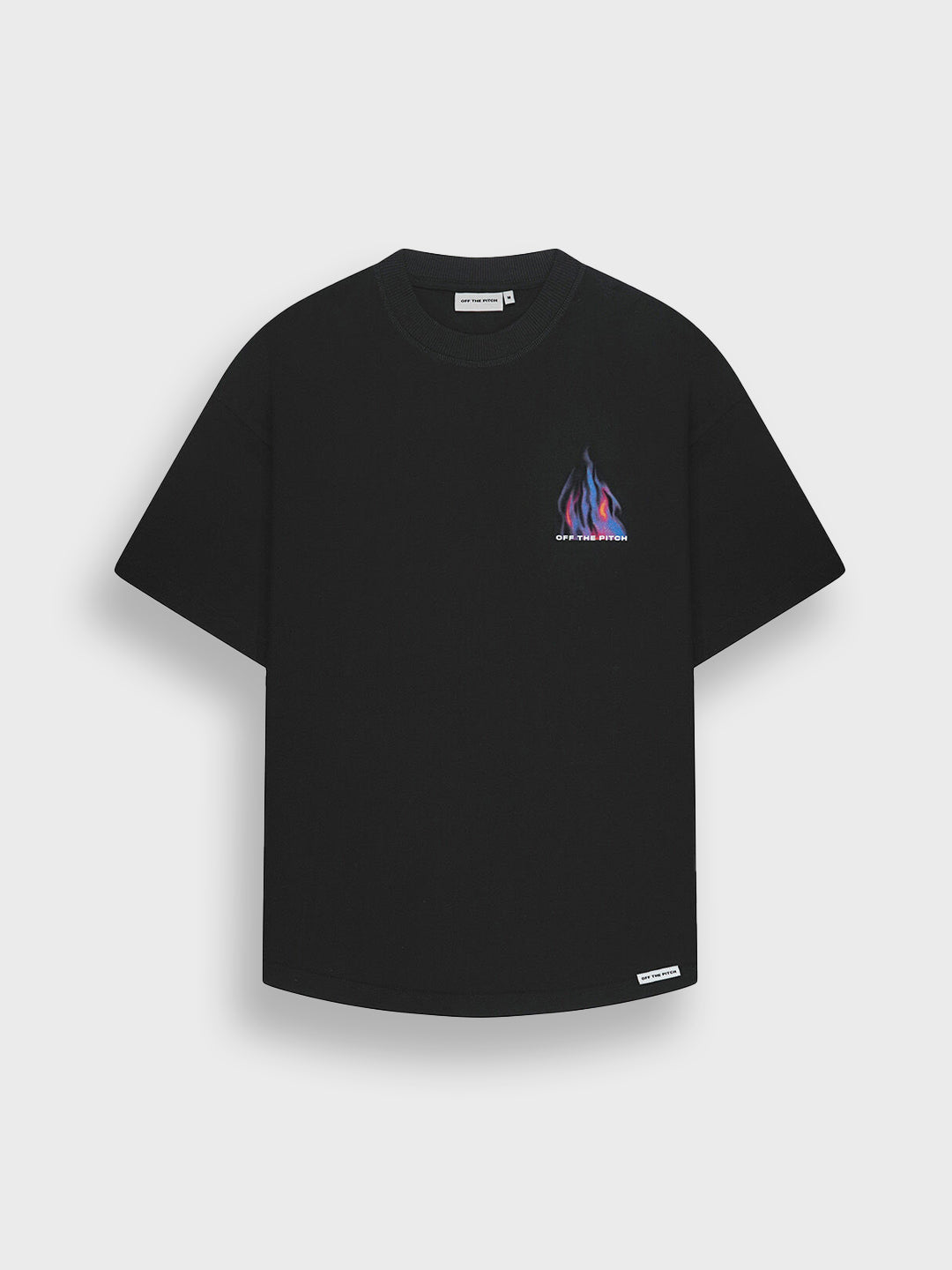 Off The Pitch Burning Flower T-Shirt Black voorkant