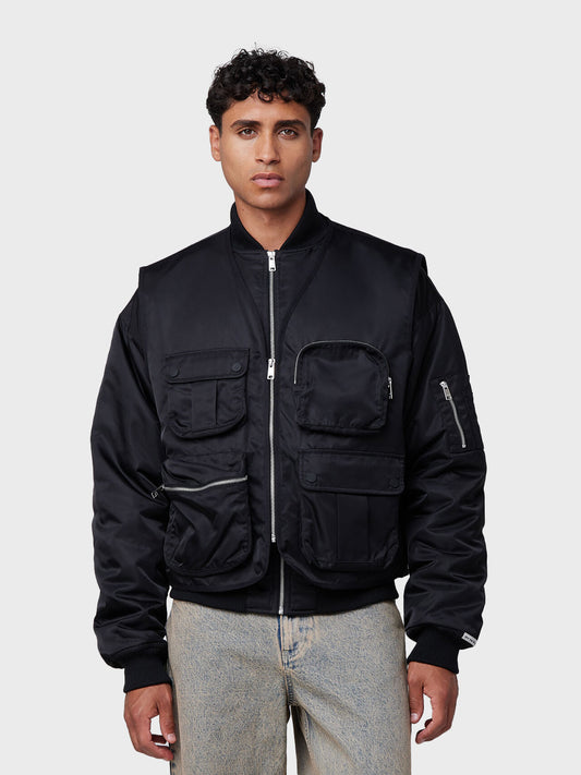 Off The Pitch Double Layered Bomber Jacket | Black