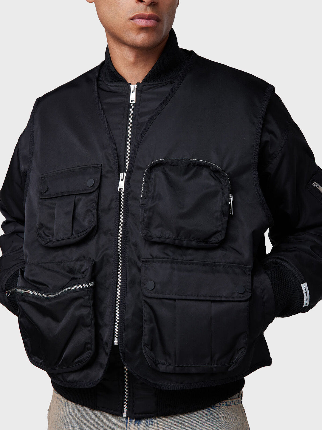 Off The Pitch Double Layered Bomber Jacket | Black