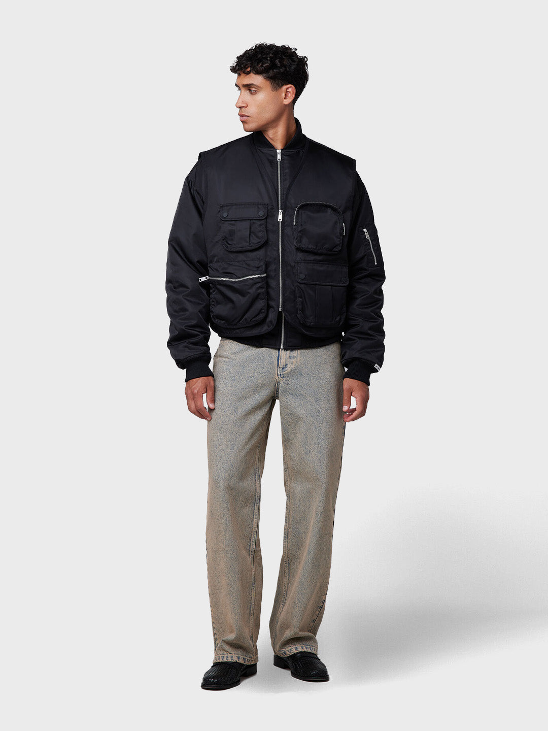 Off The Pitch Double Layered Bomber Jacket | Black