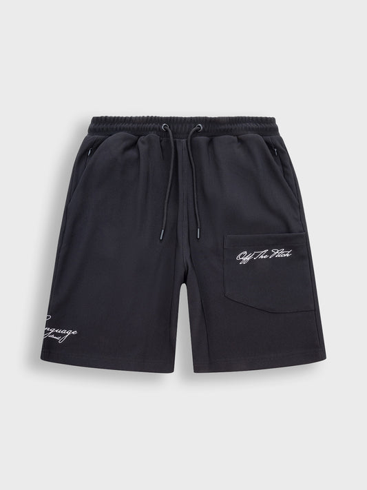 Off The Pitch Double Script Shorts | Black