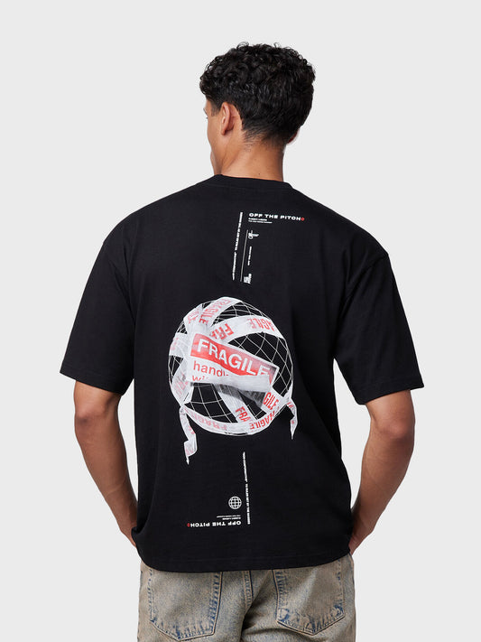 Off The Pitch Fragile World T-Shirt Black – achterkant