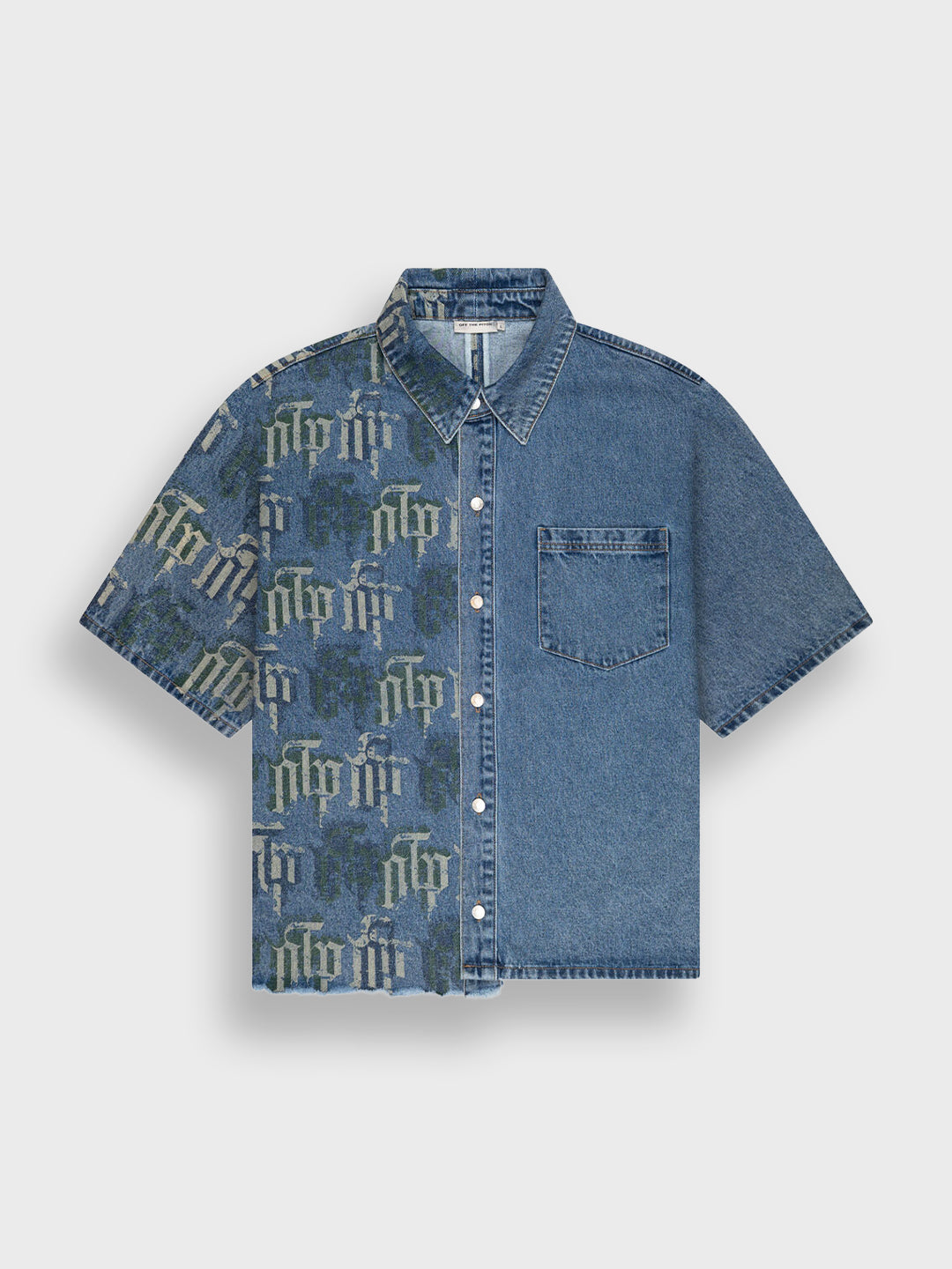 Off The Pitch Fraktur Denim Shirt Stone Wash - voorkant