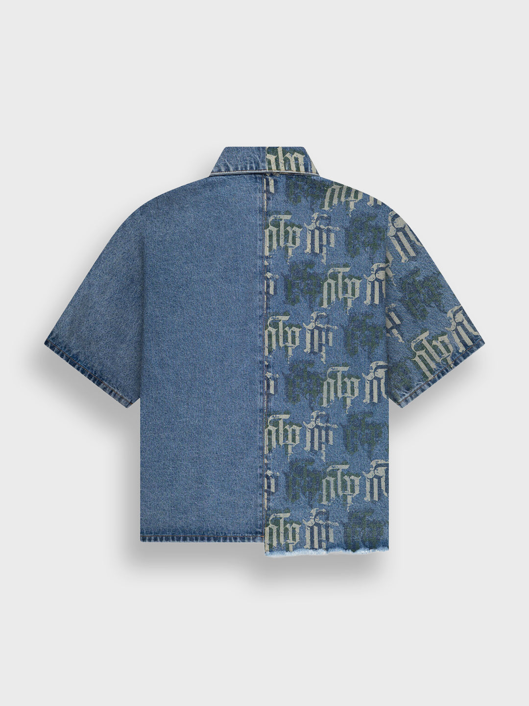 Off The Pitch Fraktur Denim Shirt Stone Wash - achterkant