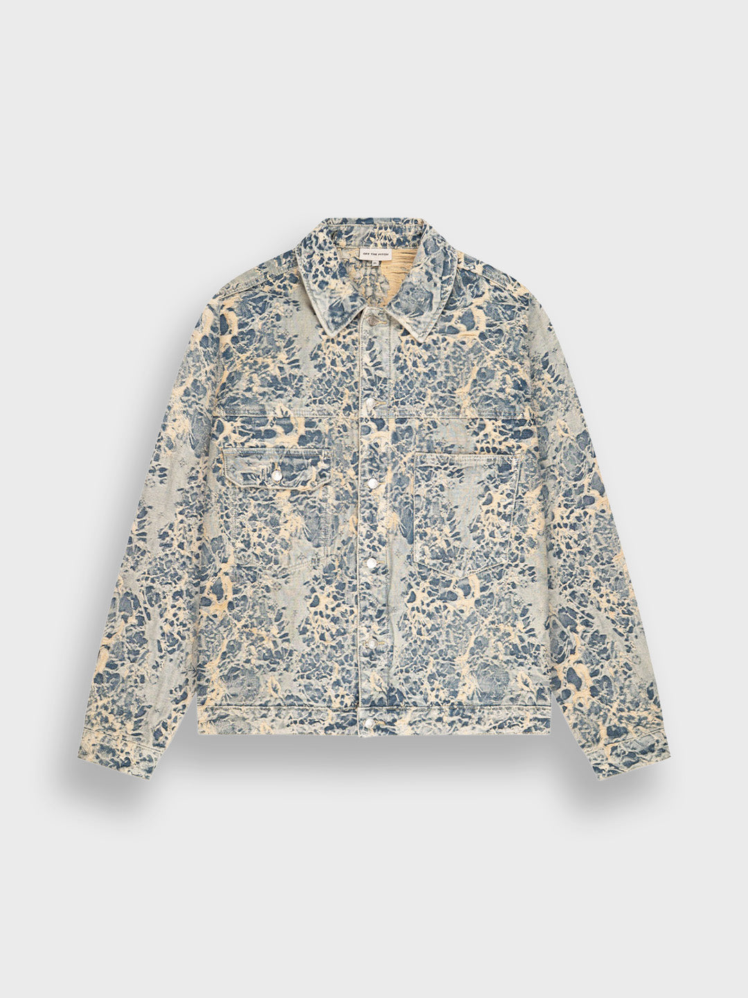 Off The Pitch Jacquard Denim Jacket Dusty Blue - voorkant