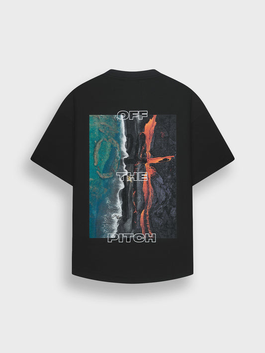 Off The Pitch Lava T-Shirt Black – achterkant met lava graphic
