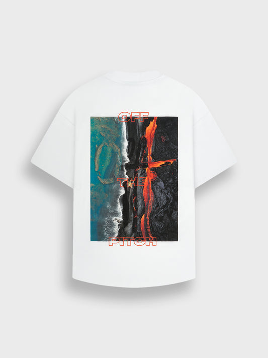 Off The Pitch Lava T-Shirt White – achterkant met lava graphic