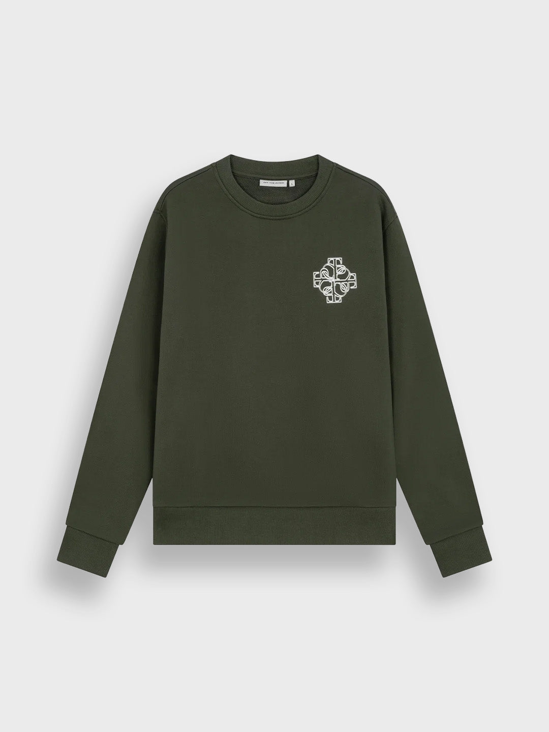 Off The Pitch Locket Crewneck Sweater Dark Olive – voorkant
