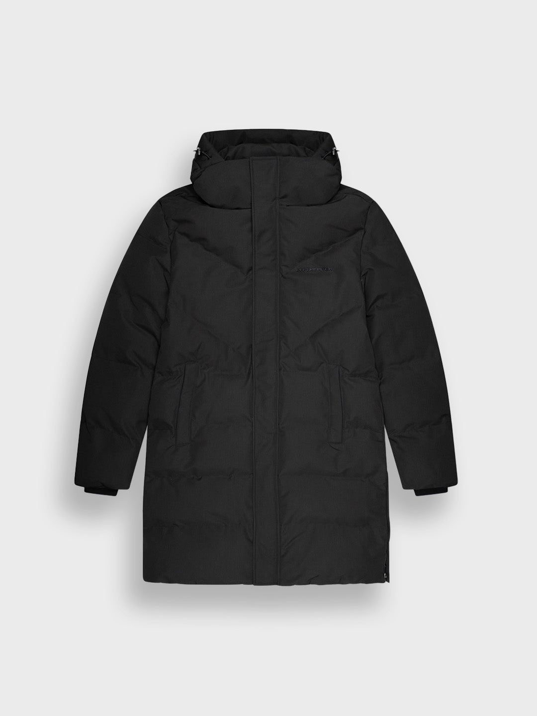 Off The Pitch Longline Puffer Jacket Black – packshot voorkant