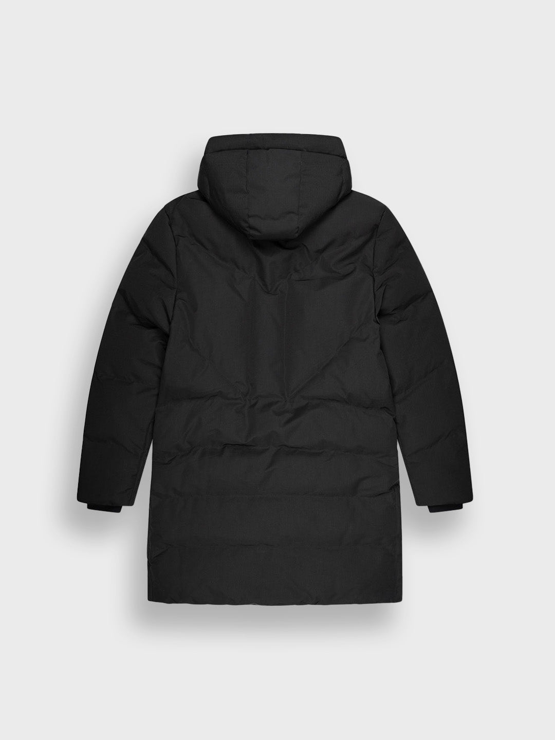 Off The Pitch Longline Puffer Jacket Black – packshot achterkant
