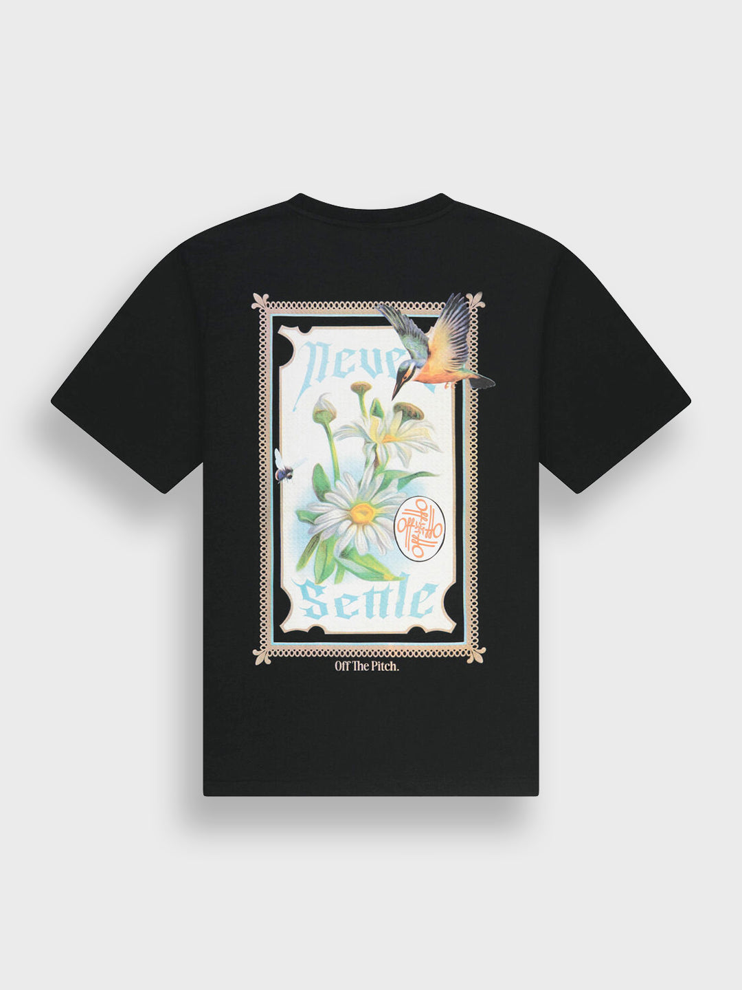 Off The Pitch Never Settle T-Shirt Black - achterkant